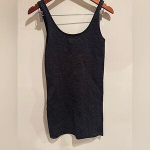 Zara Bodycon tank mini dress, black with metallic threads for shimmer, M